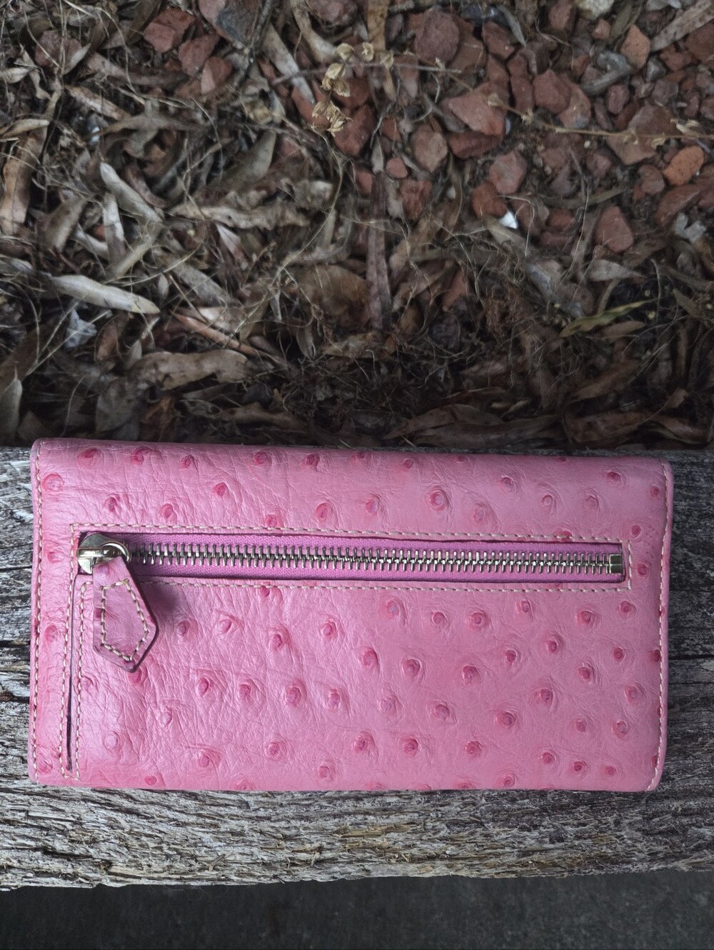 Dooney & Bourke Pink Ostrich-Embossed Continental Wallet - Picture 2 of 3